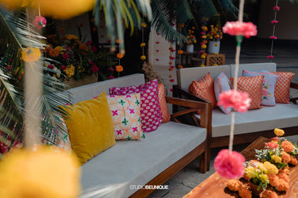 Lounge and Floral detail — Mehendi decor — Taj Exotica